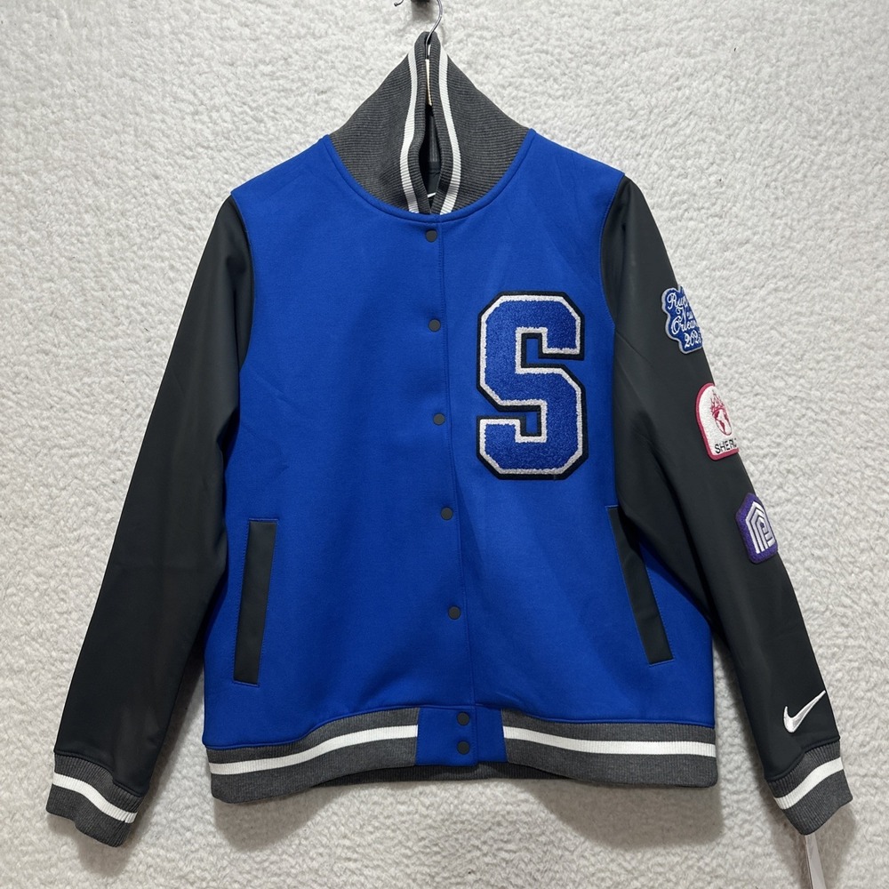 Nike Women's Letterman Varsity Bomber Jacket Run New Orleans 2025‎ Patches Sz L